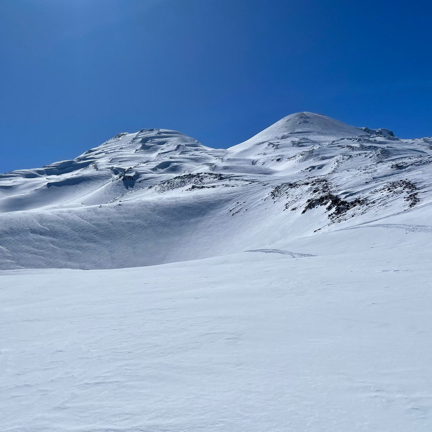Backcountry skiing above Nevados de Chillan with our ski guides on Volcan Nevados de Chillan