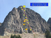 A route topo of the Shuksan Arm, Lake Ann Buttress, Central Pillar Alpine rock climb in the north cascades