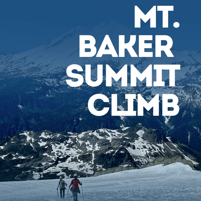 Roped climbers ascending a glacier on a guided Mount Baker summit climb