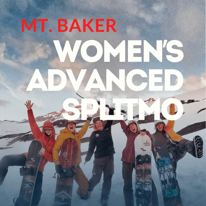 Women splitboard mountaineers climbing a glacier on Mount Baker during an advanced 4-day course