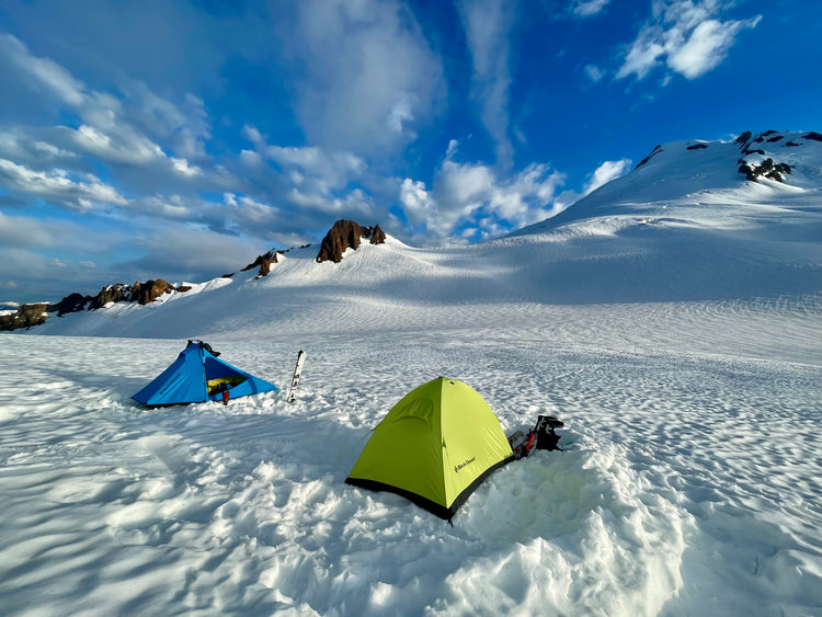Mount Baker is host to some of the best camp sites! Tents on a glacier setting the team up for a summit attempt. 