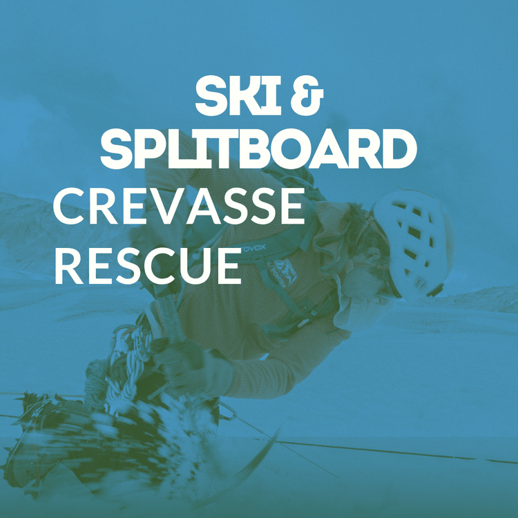 Person in a helmet and protective gear with Ski & Splitboard Crevasse Rescue