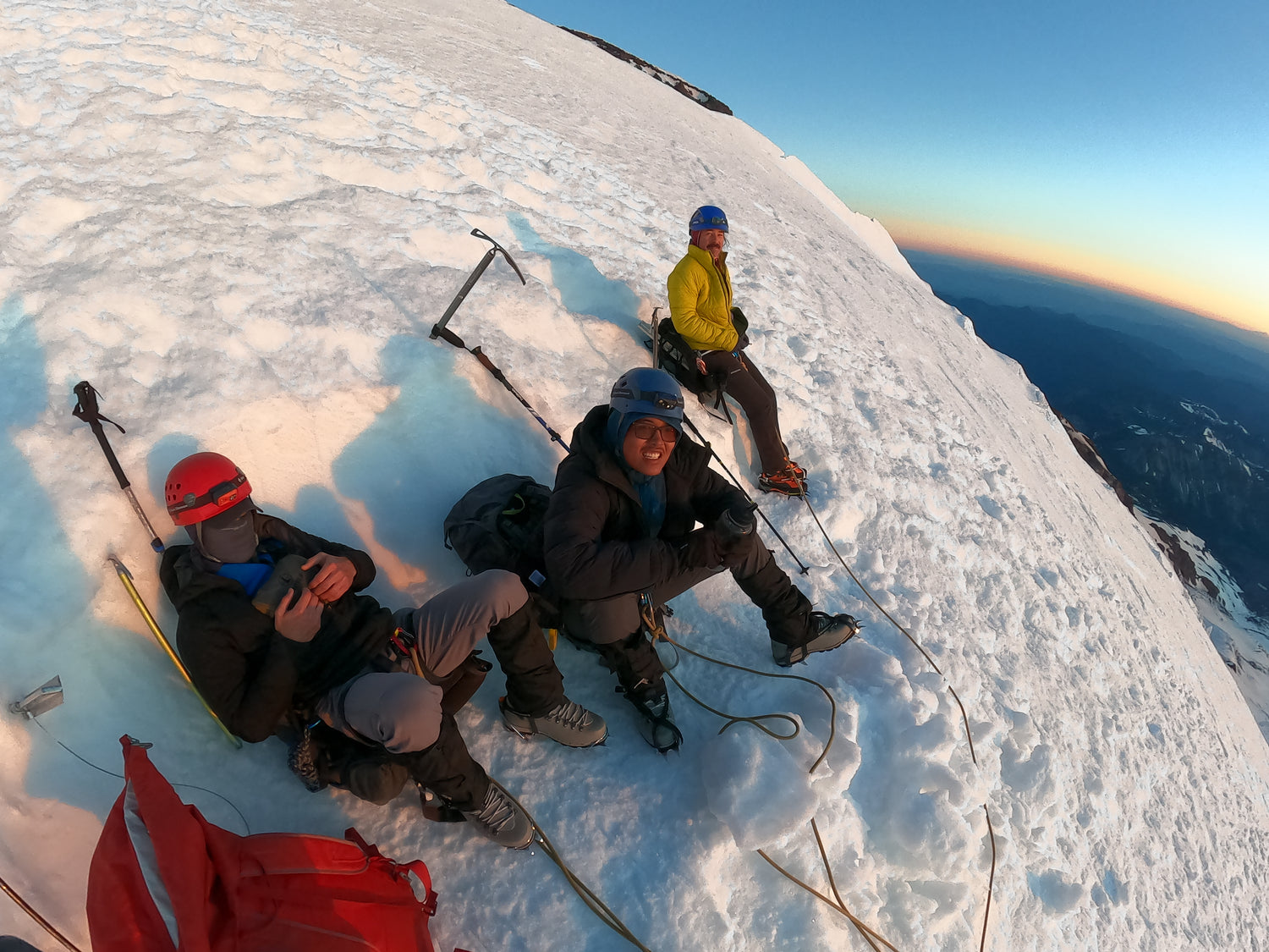 our guided group takes a break as the sun rises