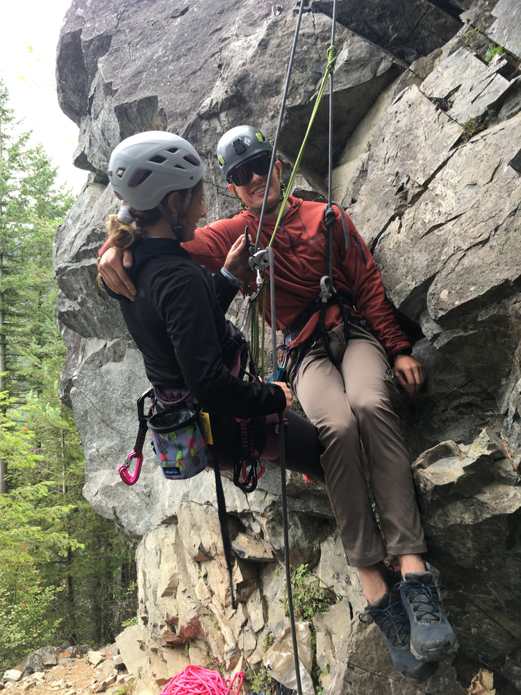 Climbers practice rock rescue techniques