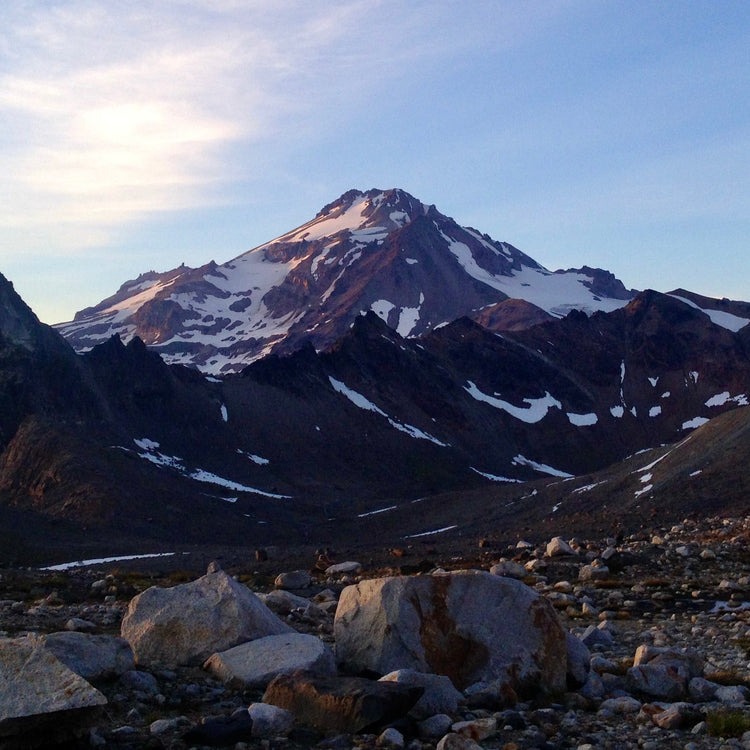 Glacier Peak at sunrise from camp at glacier gap