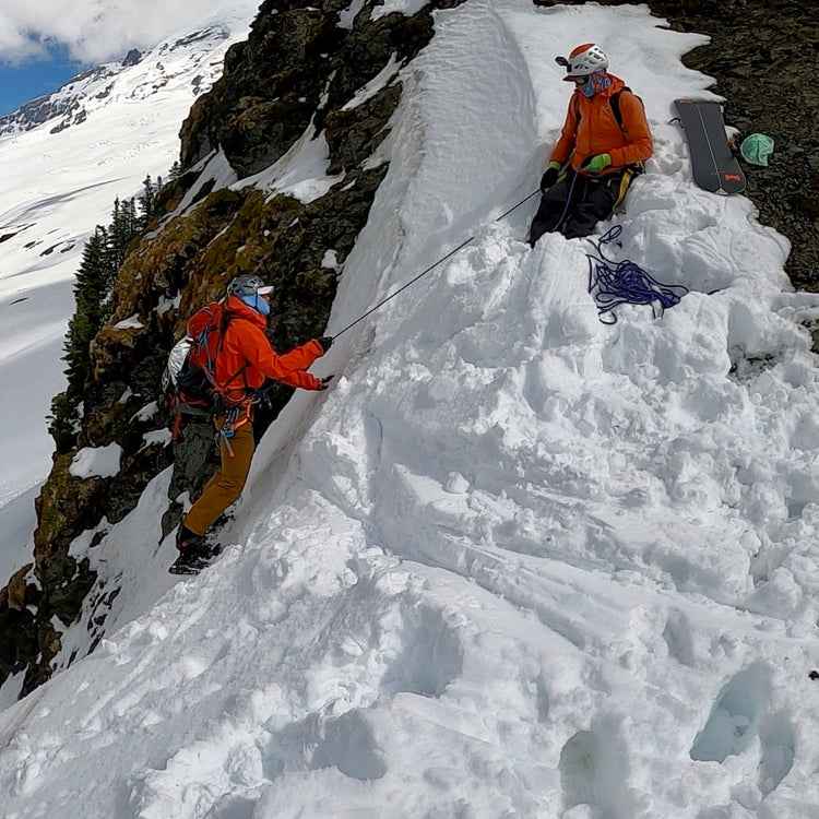 learn to provide belays while backcountry splitboarding on a splitmo 4 day course at mount baker or mount shuksan