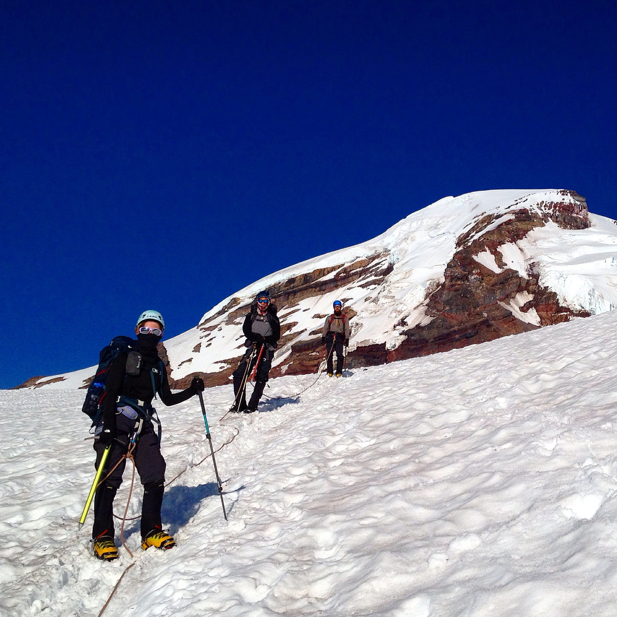 Summers in the cascades are often sunny and warm come climb with us on Mount Bakers Coleman Glacier.