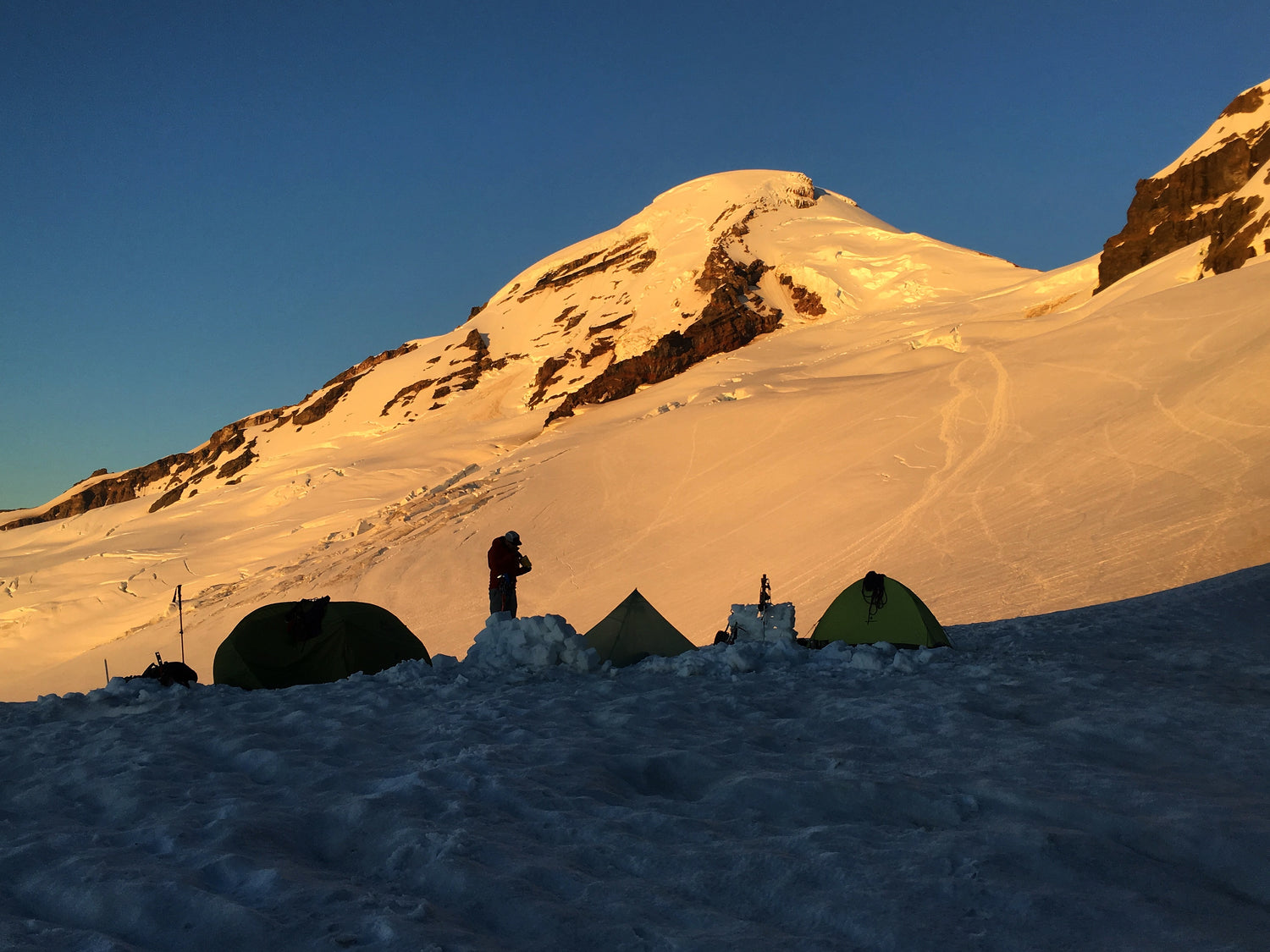 The sunsets over our camp on Mount Baker and the Coleman Glacier.