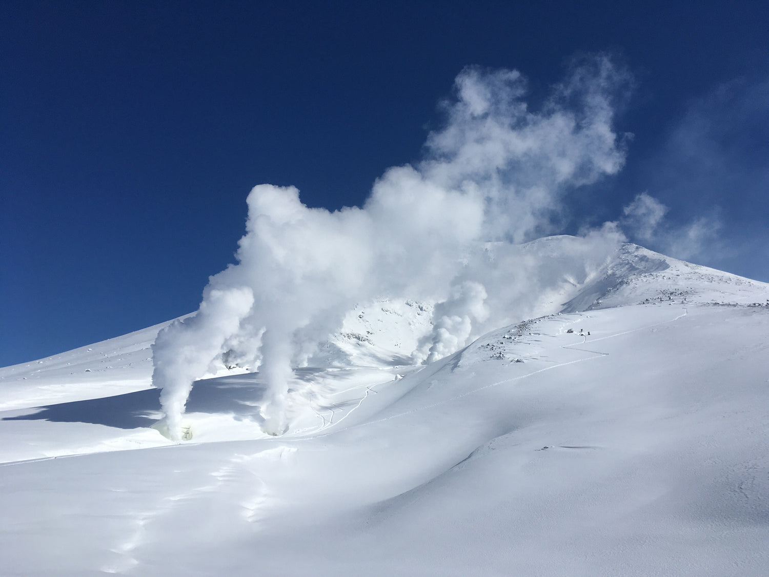 The fumaroles on Mount Asahidake are right outside the ropeway. During our ski week we attempt to summit and ski from the top passing by the fumaroles is very memorable. 